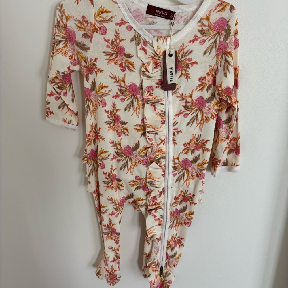 Milkbarn Kids Organic Cotton Zipper Footed Romper PJs